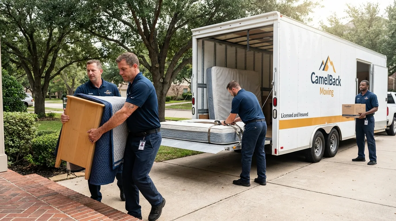 Crew loading residential truck for cross-state move from Burtonsville, MD