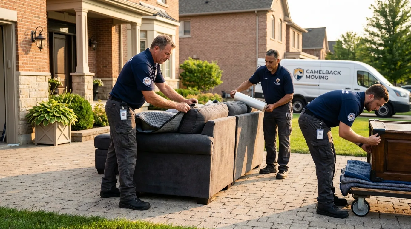 Large estate moving crew wrapping furniture in Burtonsville, MD
